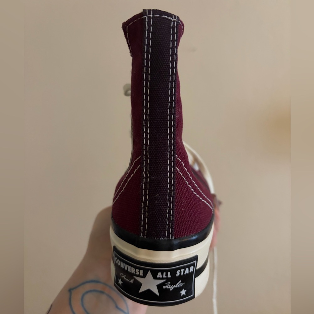 Converse High Top Platform Sneaker - Burgundy and Black Trim - Picture 3 of 4
